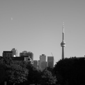 CN Tower at University of Toronto in B&W